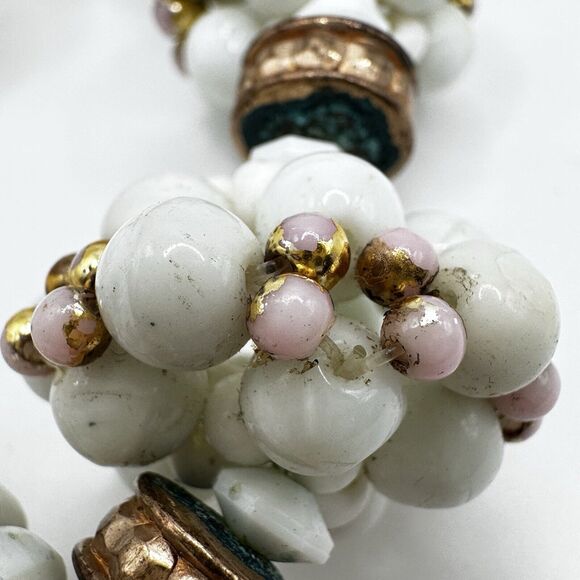 Luisa Conti Milk Glass Necklace Vintage 1970’s Italian Designer 4 Strand FLAWED - Picture 9 of 16